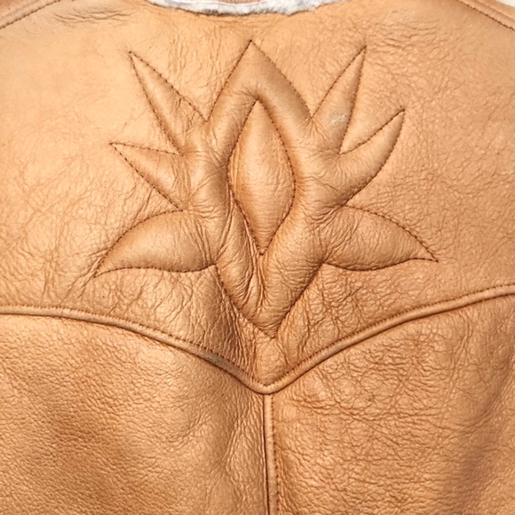 Comstock Vintage 70's Leather Sheepskin Fur Tie Front Vest Size Medium - Picture 5 of 15